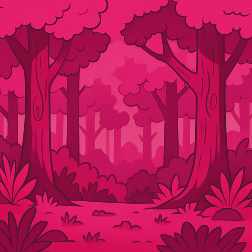 Fond d'écran forêt ROSE.
In-Game asset.  2d.  High contrast.  No shadows