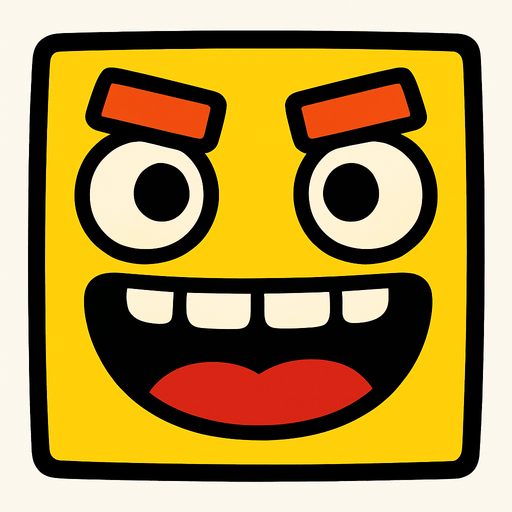 funny square.
In-Game asset.  2d.  High contrast.  No shadows