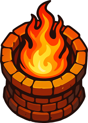 torrre de fuego desde arriba.
In-Game asset.  2d.  High contrast.  No shadows