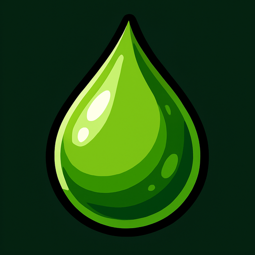 зеленая капля.
In-Game asset.  2d.  High contrast.  No shadows
