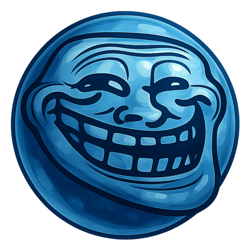Head of troll face meme. face shaped as a marble shaped face made in blender 3D. 
In-Game asset.  2d.  High contrast.  No shadows