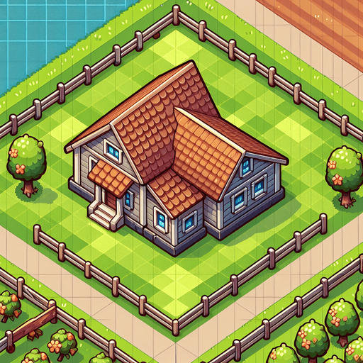 farmhouse, top view, cartoon style.
Single Game Texture. In-Game asset. 2d. Blank background. High contrast. No shadows.