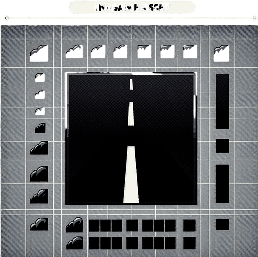 Black road.
Single Game Texture. In-Game asset. 2d. Blank background. High contrast. No shadows.
