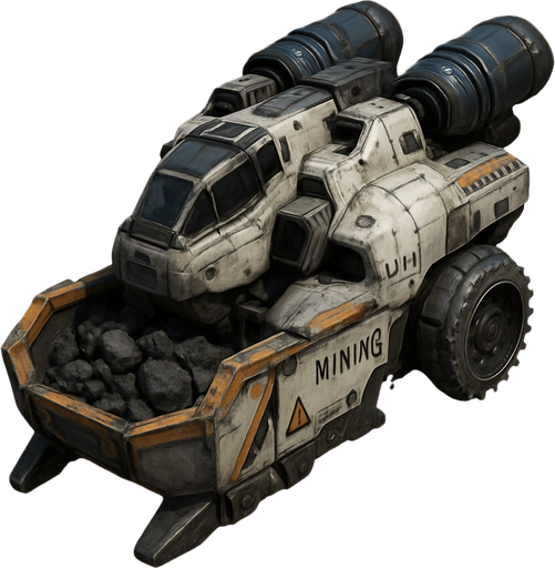 Maden toplayıcı uzay mekiği, Gerçekçi.
In-Game asset.  High contrast.  No shadows