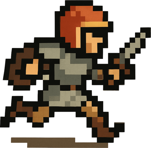 orta çağ hızlı düşman pixel art.
In-Game asset.  2d.  High contrast.  No shadows