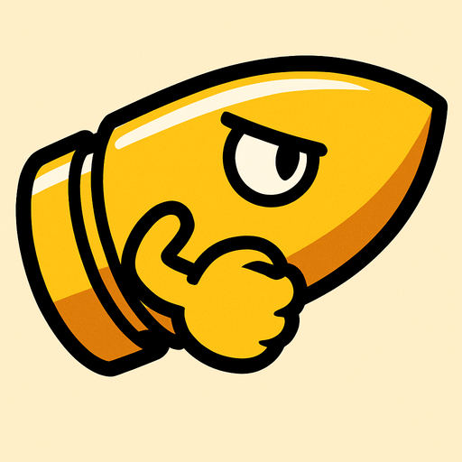 una bala estilo cartoon.
In-Game asset.  2d.  High contrast.  No shadows
