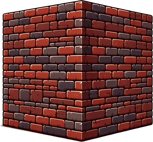 bakstenen muurpatroon.
Single Game Texture.  In-Game asset.  2d.  Blank background.  High contrast.  No shadows