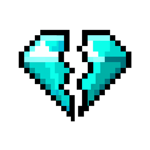 2d pixel bir elmas ama ortadan ikiye ayrılmış.
In-Game asset.  2d.  High contrast.  No shadows