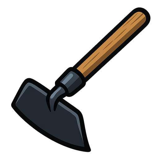 farming hoe.
In-Game asset.  2d.  High contrast.  No shadows