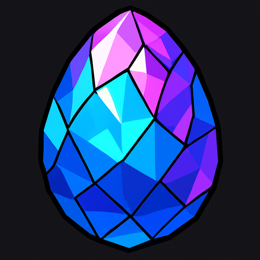 A Crystal-like egg.
In-Game asset.  2d.  High contrast.  No shadows