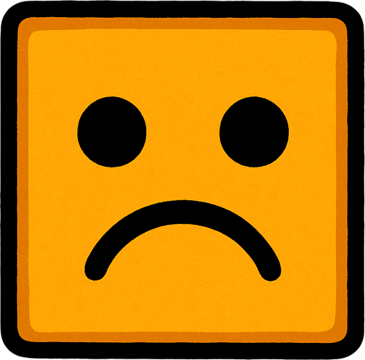 sad square.
In-Game asset.  2d.  High contrast.  No shadows