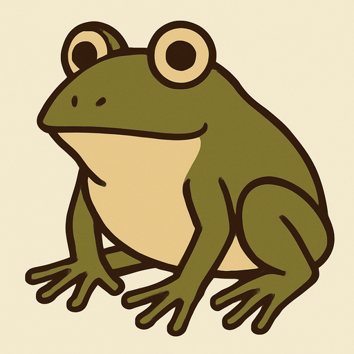 Frog in professor Layton game style.
In-Game asset.  2d.  High contrast.  No shadows