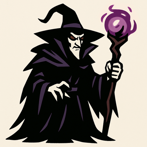 קוסם אפל מהאגדות.
In-Game asset.  2d.  High contrast.  No shadows