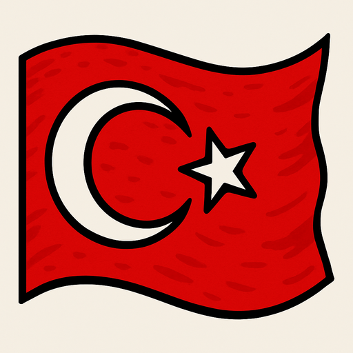 rüzgarın yönüne doğru değişen bir dalgalanan türk bayrağı resmi.
In-Game asset.  2d.  High contrast.  No shadows