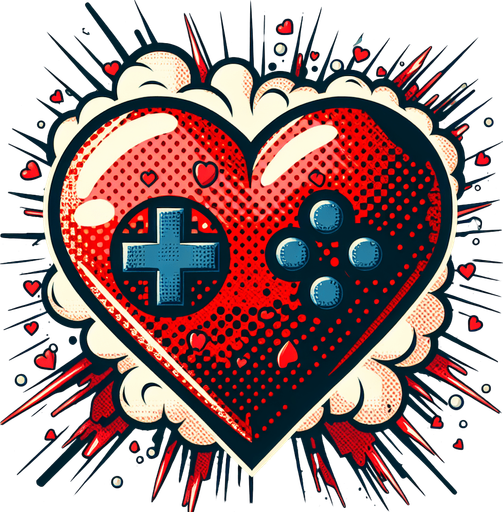 A heart comic style Single Game Texture. In-Game asset. 2d. Blank background. High contrast. No shadows.