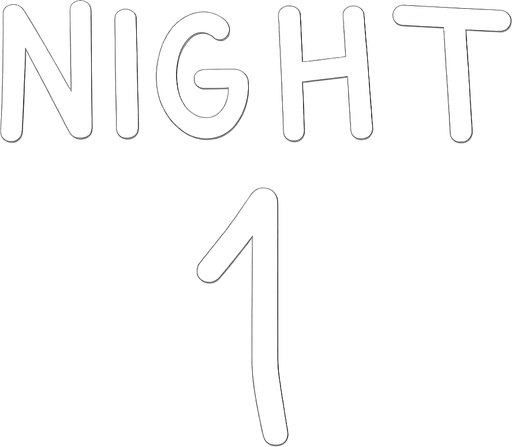 It says Night 1. No background. Transparent background. Blank background. No shadows. 2d. In-Game asset. flat