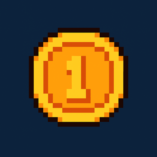 Make me a coin 2d pixel.
In-Game asset.  2d.  High contrast.  No shadows