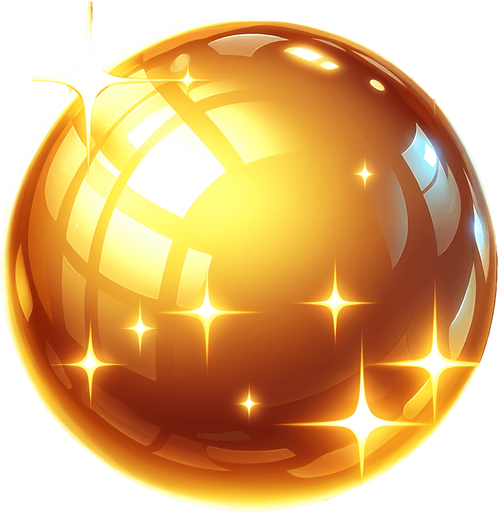 Una esfera de oro.
Single Game Texture.  In-Game asset.  2d.  Blank background.  High contrast.  No shadows