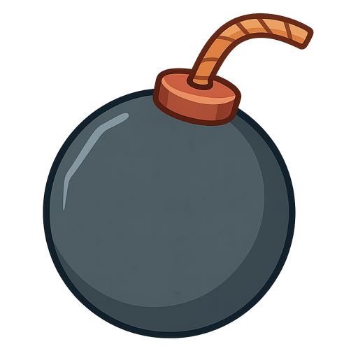 Bomba . No background. Transparent background. Blank background. No shadows. 2d. In-Game asset. flat