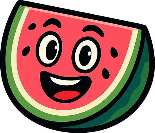 Watermelon with eye and mouth animation.
In-Game asset.  2d.  High contrast.  No shadows