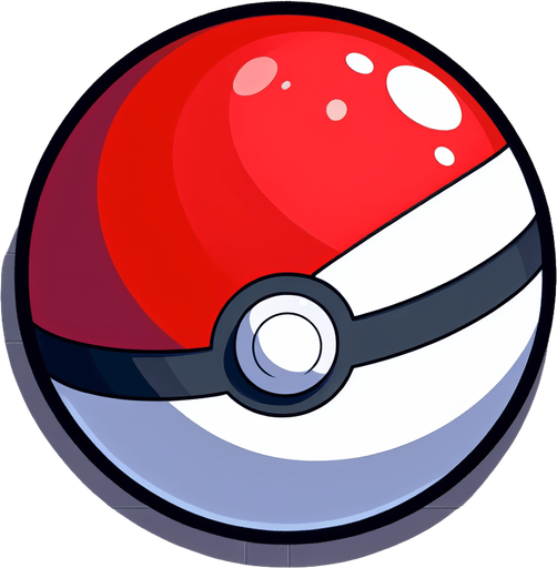 Generate an image of a Poké Ball  from Pokémon.
Single Game Texture. In-Game asset. 2d. Blank background. High contrast. No shadows.