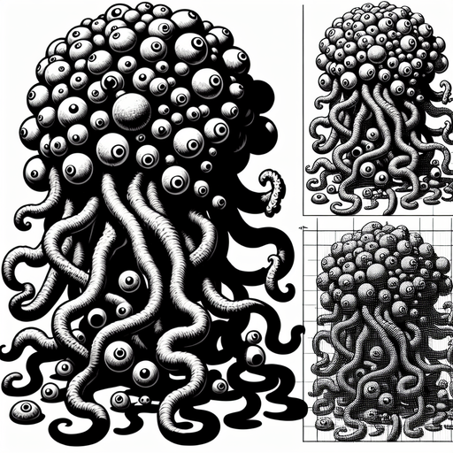 Lovecraftian monster, eyeballs, tentacles, floating
Single Game Texture. In-Game asset. 2d. Blank background. High contrast. No shadows.