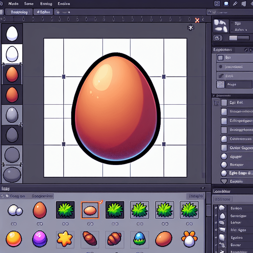 egg. Single Game Texture. In-Game asset. 2d. Blank background. High contrast. No shadows.