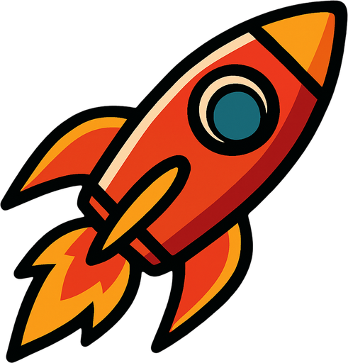 Rocketship.
In-Game asset.  2d.  High contrast.  No shadows