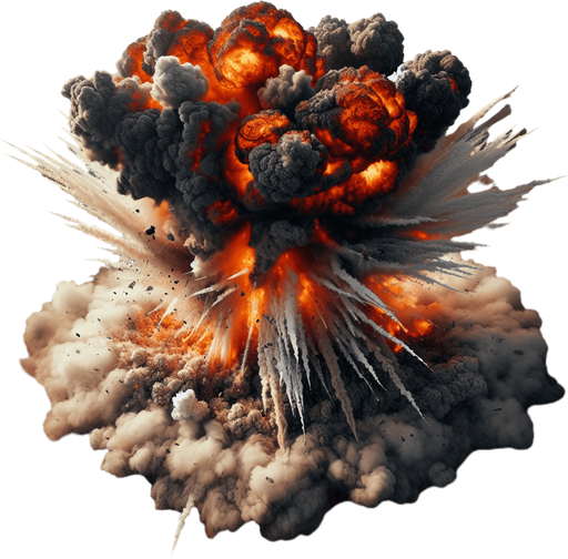 top view of an explosion effect.