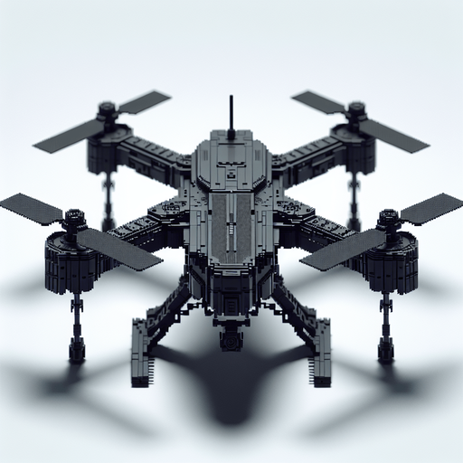 front image a 8 bit battle enemy black scifi quadcopter  drone.
Single Game Texture.  In-Game asset.  2d.  Blank background.  High contrast.  No shadows
