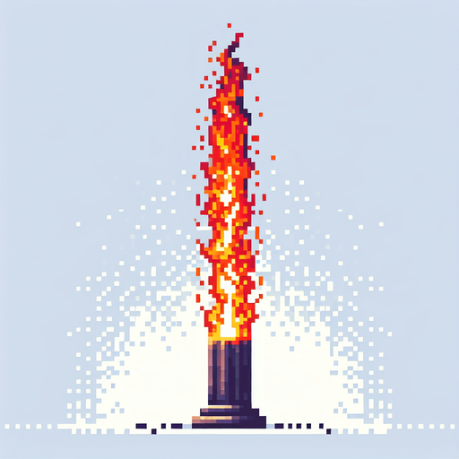 pixelart asset pillar of fire.
White background, high contrast, shadowless.