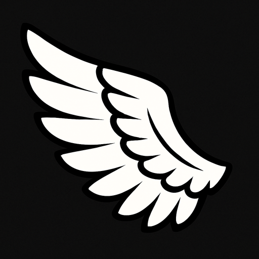 White bird wing.
In-Game asset.  2d.  High contrast.  No shadows