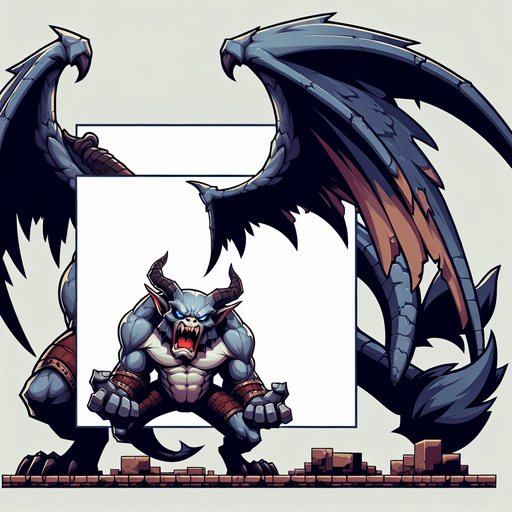 2d evil  winged gargoiyle monster anger taunt
Single Game mTexture.  In-Game asset.  2d.  Blank background.  High contrast.  No shadows
