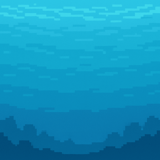 2D pixel art underwater background, empty and minimal, with no objects or creatures. Just a calm blue gradient representing water depth..
In-Game asset.  2d.  High contrast.  No shadows