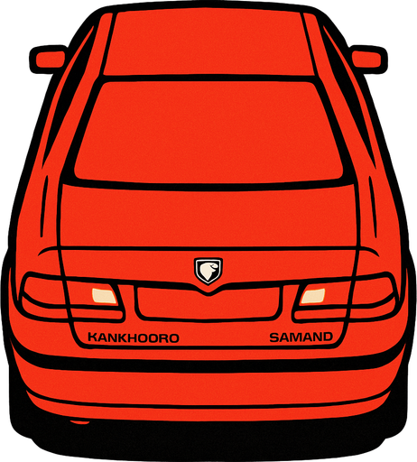 Kirmizi Irankhodro samand arkasi ama yukaridan.
In-Game asset.  2d.  High contrast.  No shadows