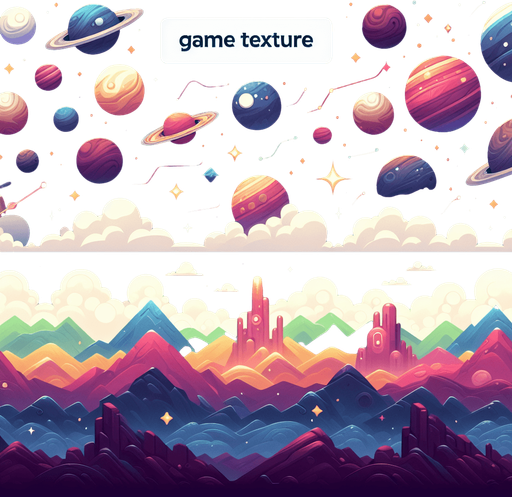 Arkaplan olarak uzay yap.
Single Game Texture. In-Game asset. 2d. Blank background. High contrast. No shadows.