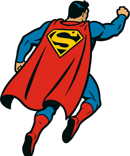 Believe me, Superman flies from behind.
In-Game asset.  High contrast.  No shadows