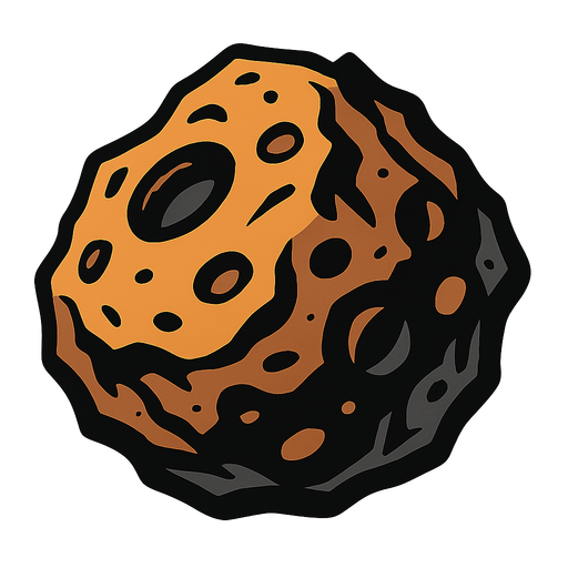 asteroid.
In-Game asset.  2d.  High contrast.  No shadows