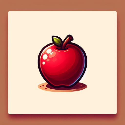 red apple,cartoon,2d,blank background.
Single Game Texture.  In-Game asset.  2d.  Blank background.  High contrast.  No shadows