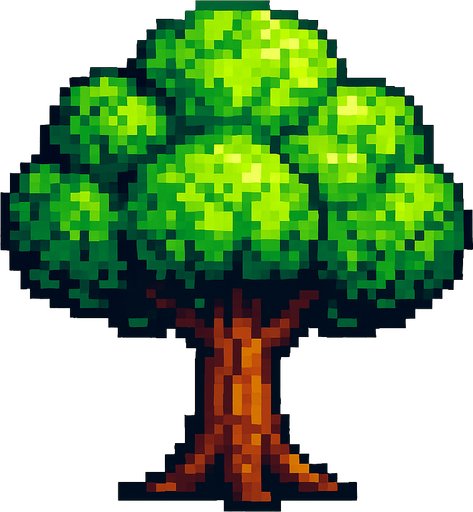 pixel
 ağaç.
In-Game asset.  2d.  High contrast.  No shadows