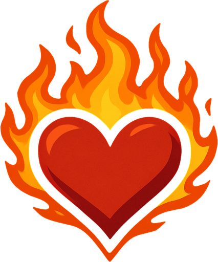 flame heart.
In-Game asset.  2d.  High contrast.  No shadows