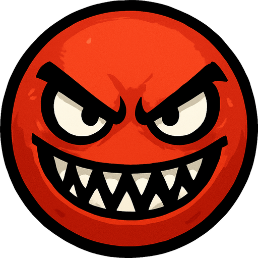 A red ball with a evil face.
In-Game asset.  High contrast.  No shadows