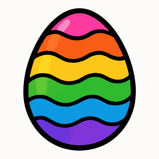 un huevo de colores.
In-Game asset.  2d.  High contrast.  No shadows. un huevo de colores