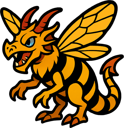 Dragon abeille.
In-Game asset.  2d.  High contrast.  No shadows