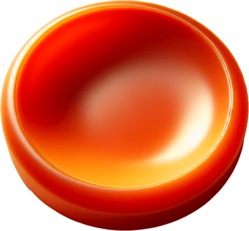 top view of a concave orange button.
