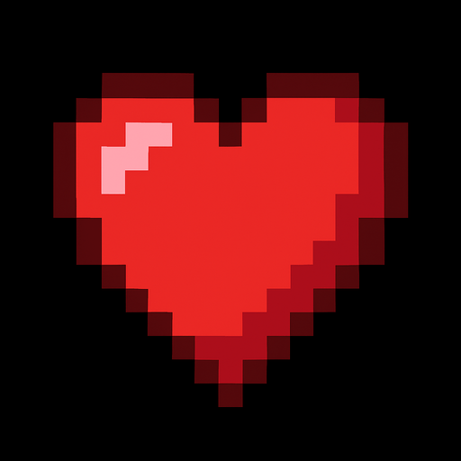 Heart pixart.
In-Game asset.  2d.  High contrast.  No shadows