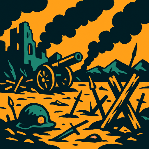 Savaş alanı.
In-Game asset.  2d.  High contrast.  No shadows