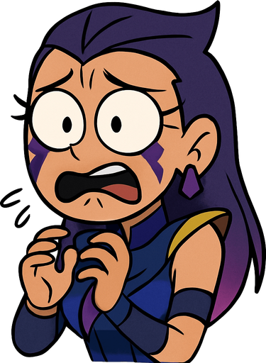 Valorant reyna cartoon. Shes scared. Cartoon PNG transparent