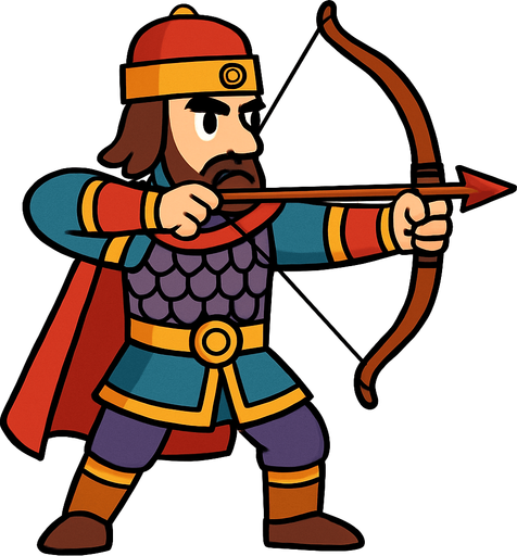 Animasyon çizgi dizi tarzında bizans okçusu.
In-Game asset.  2d.  High contrast.  No shadows