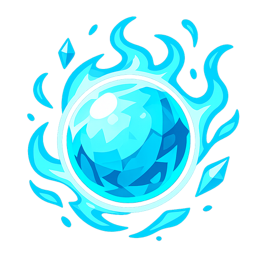 Magic ice ball.
In-Game asset.  2d.  High contrast.  No shadows